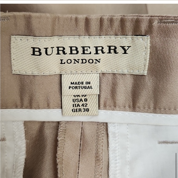 Burberry Tan Silk Blend Pants with Cuffed Ankle Trousers | Women's Size 8 - Picture 4 of 6